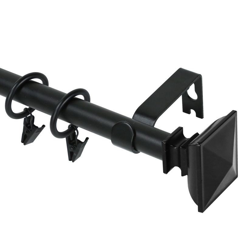 Tringle à rideaux simple ajustable Plemmons, Noir, H 0,625 po x l 48 po x P 0,625 po