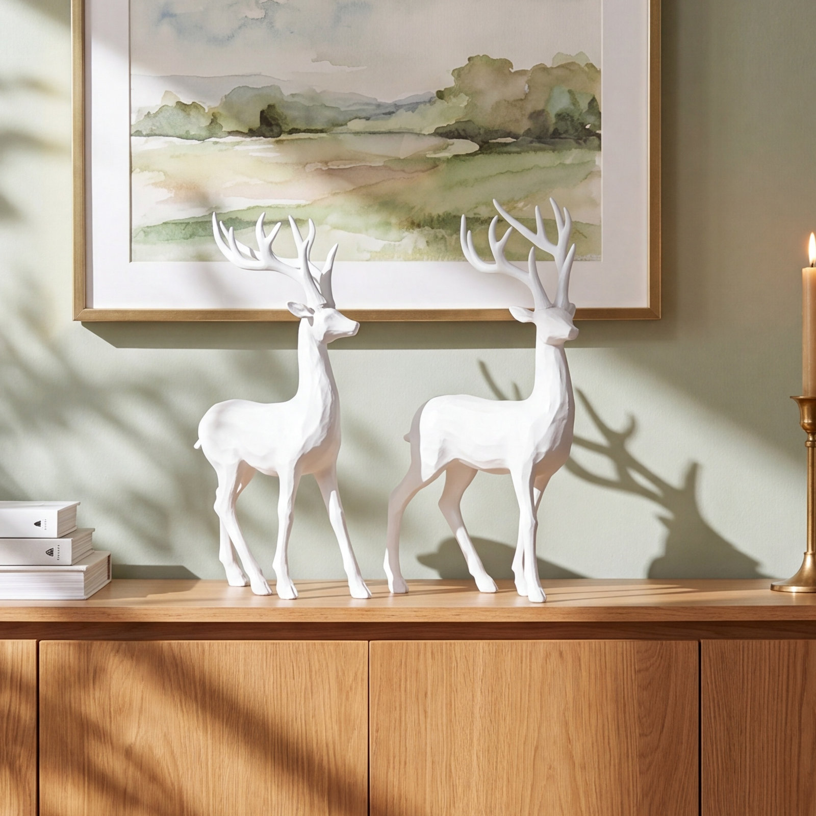 Poldi Decorative Resin Deer Figurines, Set of 2