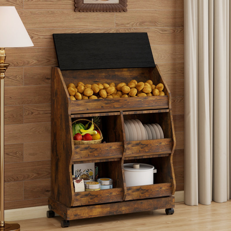 Potato And Onion Storage Bin With Wheels