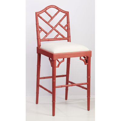 Corty Upholstered Linen Blend Counter Stool with Solid Wood Frame