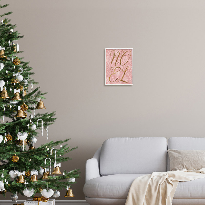 «Noel Text Glam», H 14 po x l 11 po x P 1,5 po, Giclée encadrée blanc bord de mer