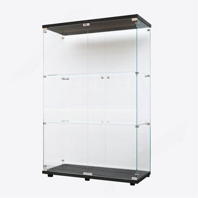 Tempered Glass Display Cabinet,Wine Cabinet,Storage Cabinet,File Cabinet,With Battery-Powered Paipai Light,Adjustable Floor Feet,Suitable For Uneven Ground,Can Be Placed Anywhere