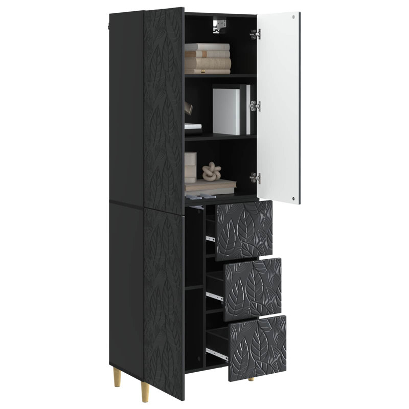 3 -Door 3 Storage Cabinet, Black