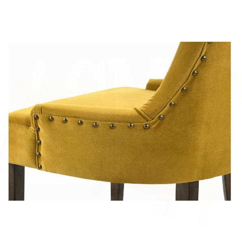 Ensemble de 2 chaises de salle à manger rembourrées en velours, jaune et espresso, Jaune