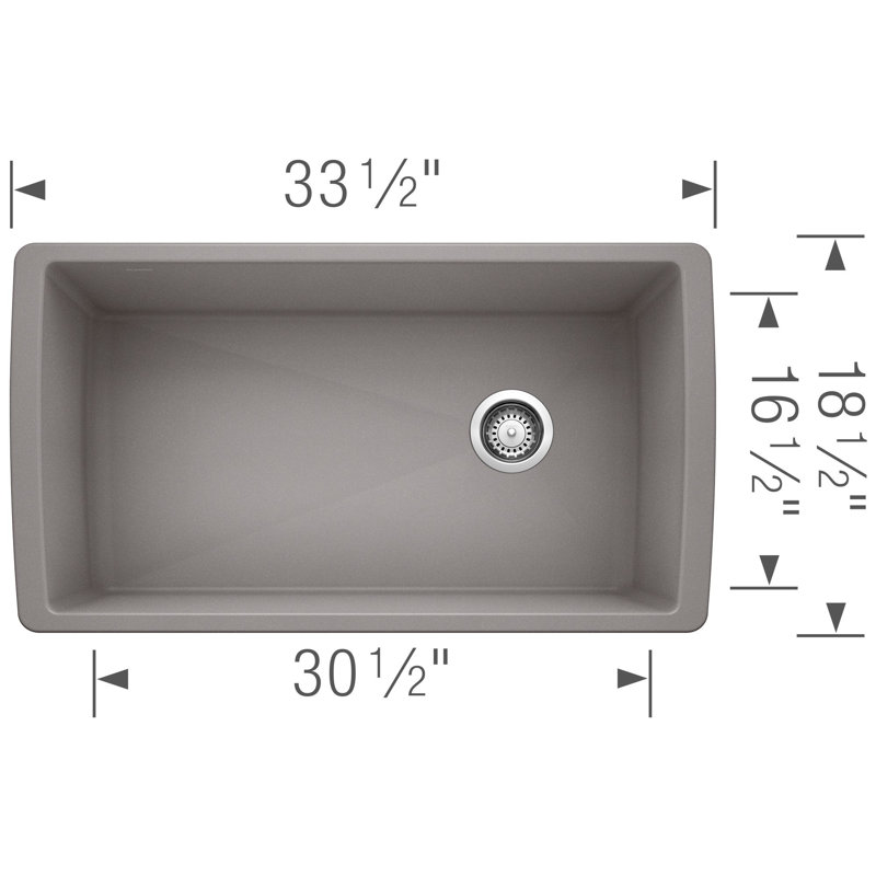 Diamond SILGRANIT 33" Super Single Undermount Kitchen Sink, Metallic Gray
