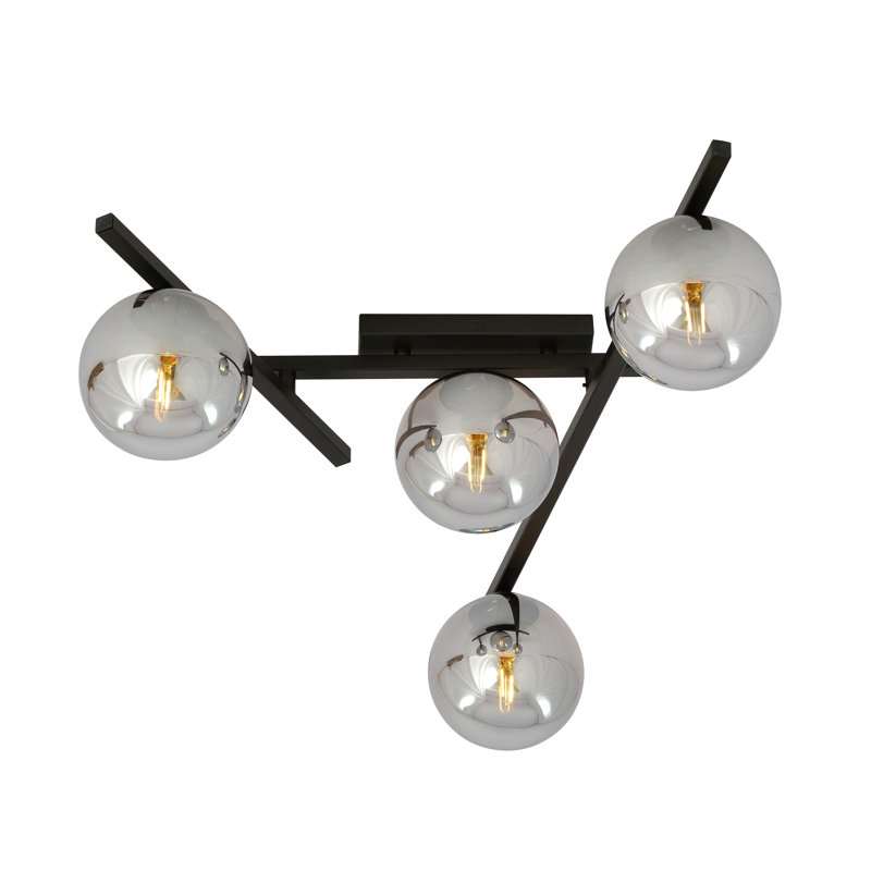 Riceboro Glass Flush Mount, Graphite, 18cm H x 45cm W x 11cm D