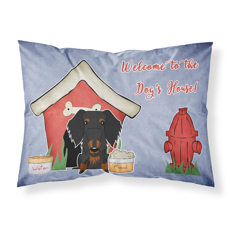 Taie d’oreiller chien house, Teckel à poil dur noir et brun