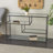 Black Metal 4 Shelf Storage Shelving Unit with Clear Glass Shelves