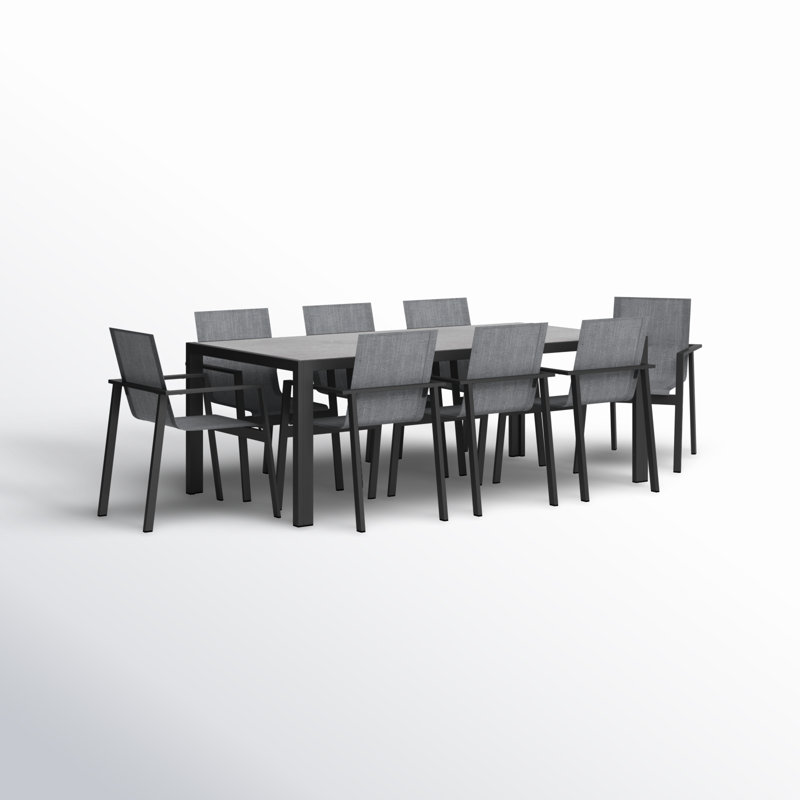 Lift Outdoor 9 - Piece Dining Set, Slate Driftwood Chair/Slate Antique Concrete Table
