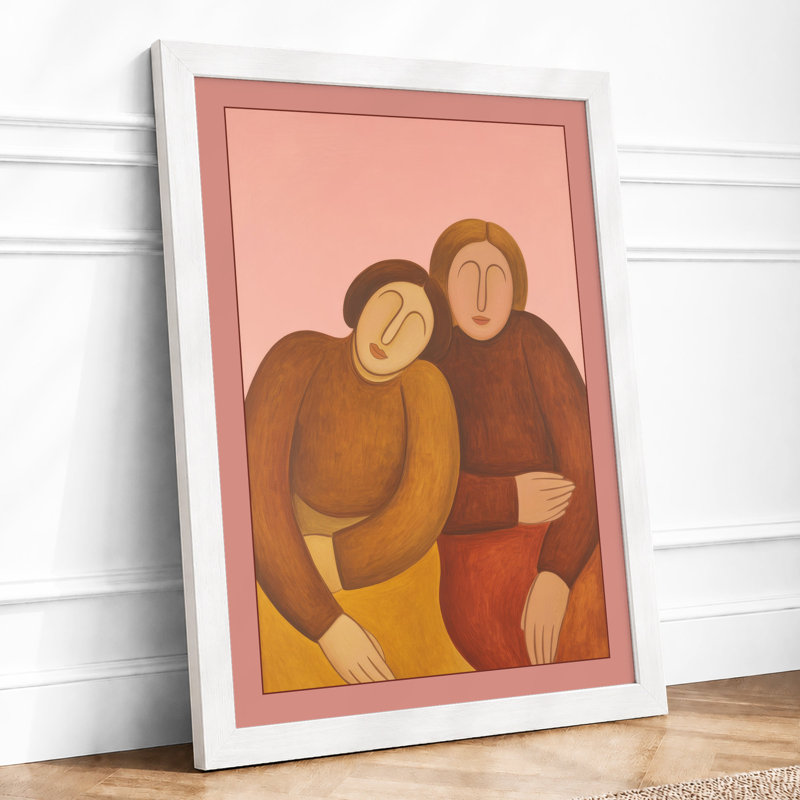 Figures in Conversation Modern - Framed Print, A1 - 84.1 x 59.4 cm, White