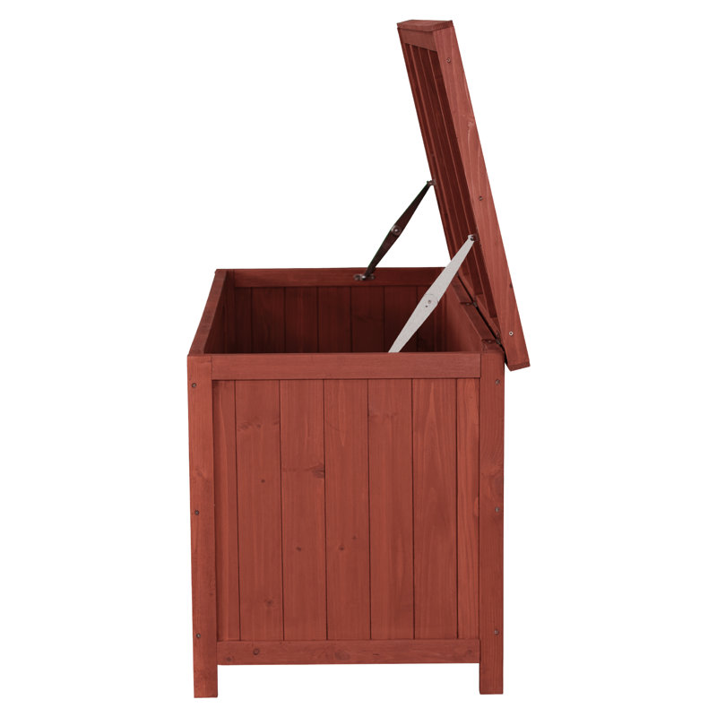 Medium Brown Cypress Wood Deck Storage Box with Ventilated Panels