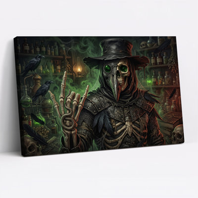 «Dark Plague Doctor» squelette avec serpent et art mural d'Halloween