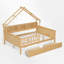 Lit plateforme double en bois avec rangement et garde-corps-89315636