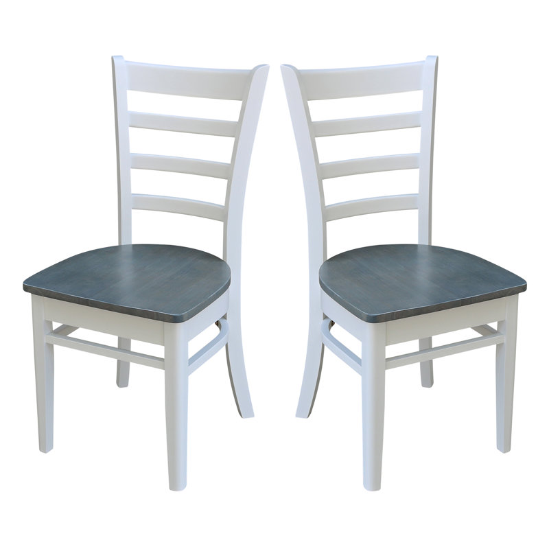 Chaise en bois massif Alvery, Blanc / gris bruyère