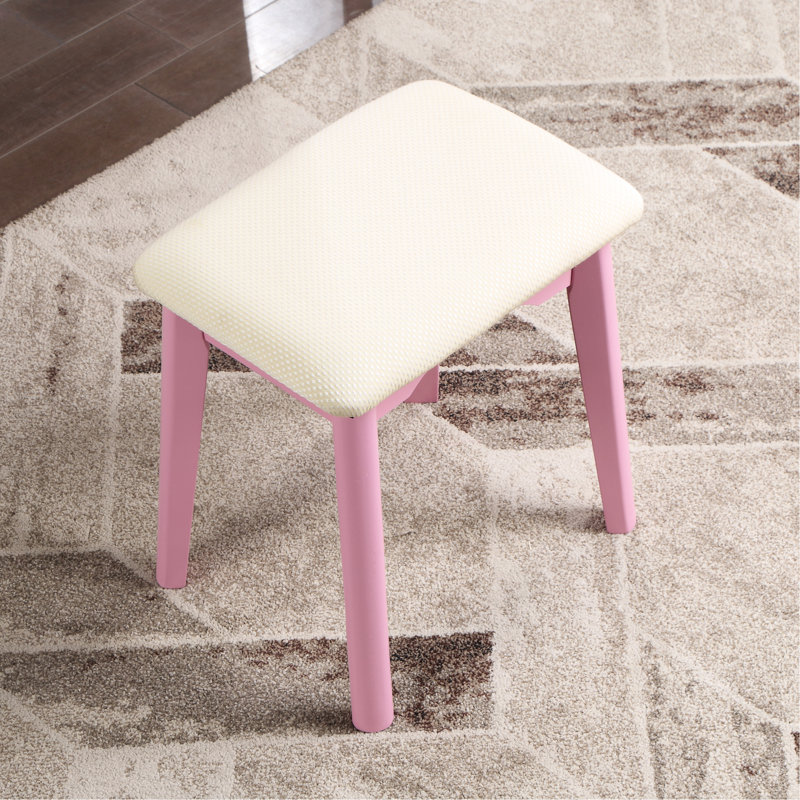 Coiffeuse et tabouret moderne en bois rose, Rose