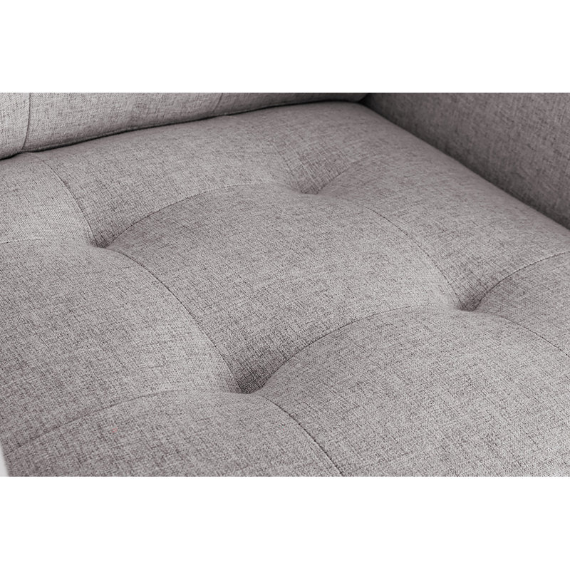 Fauteuil l 33,5 po en tissu de lin beige avec pieds en métal, poches latérales et coussin