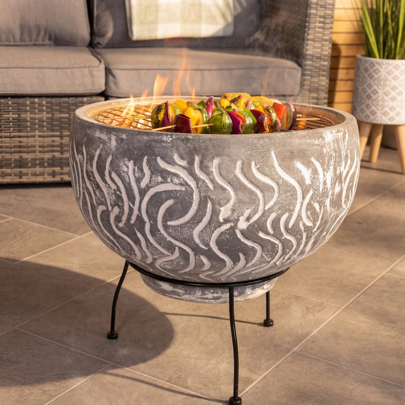 Round Clay Wood Burning Smokeless Fire Pit