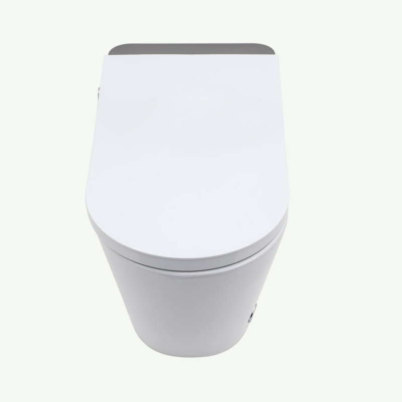 Toilette intelligente avec bidet intégré, ouverture et fermeture automatiques, siège chauffant allongé, capteur de pied encastré, affichage DEL, lavage à l'eau chaude, sécheuse, veilleuse