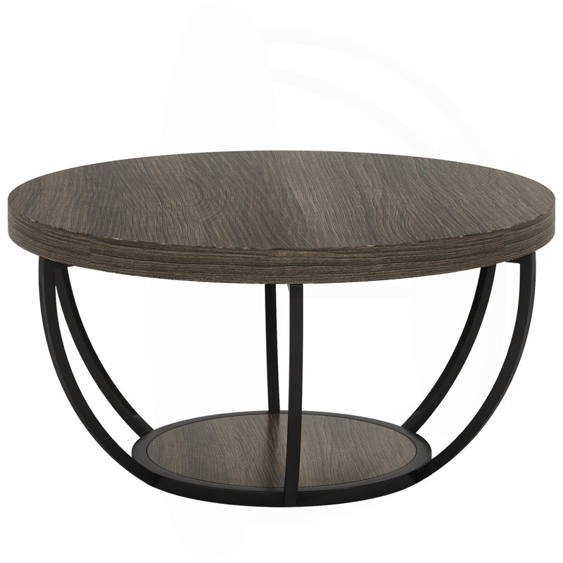 2-Tier  Round Coffee Table, Gray
