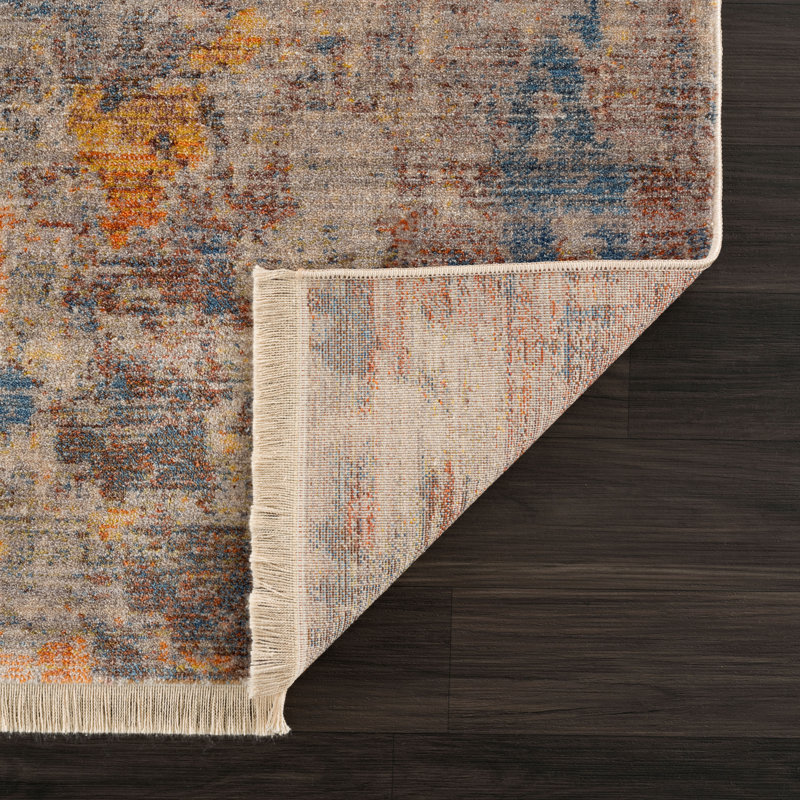 Distressed Desert Modern Abstract Runner Rug, Rectangle 2' x 3'