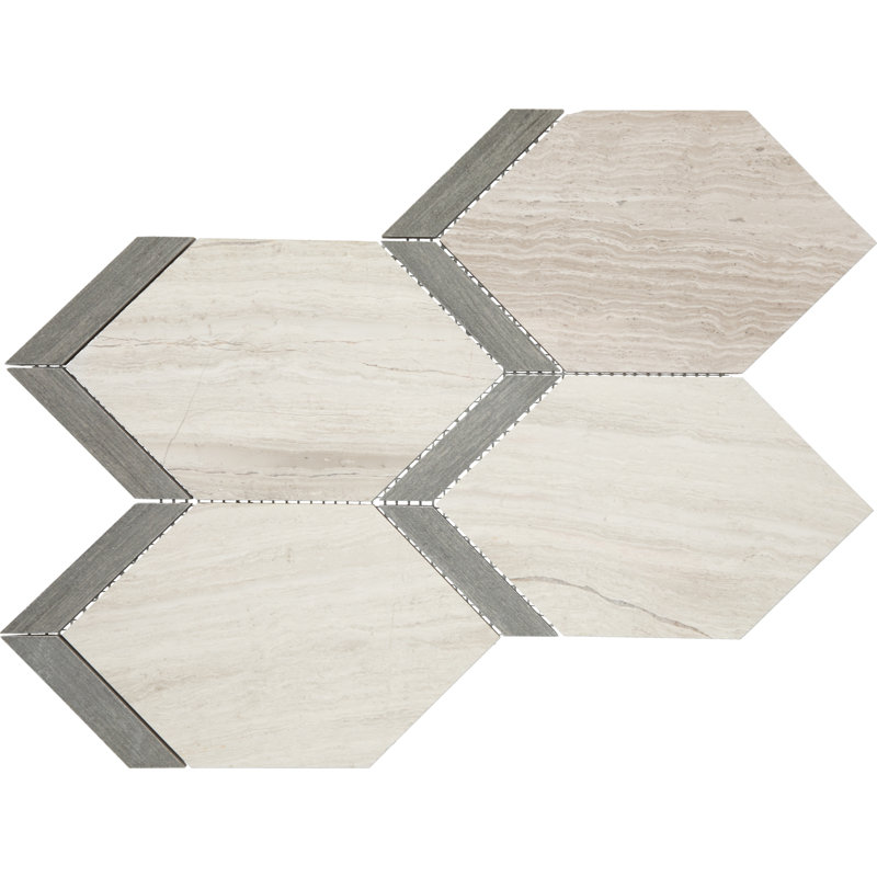 13" x 17" Natural Stone Mosaic Tile, Fawn/Gray