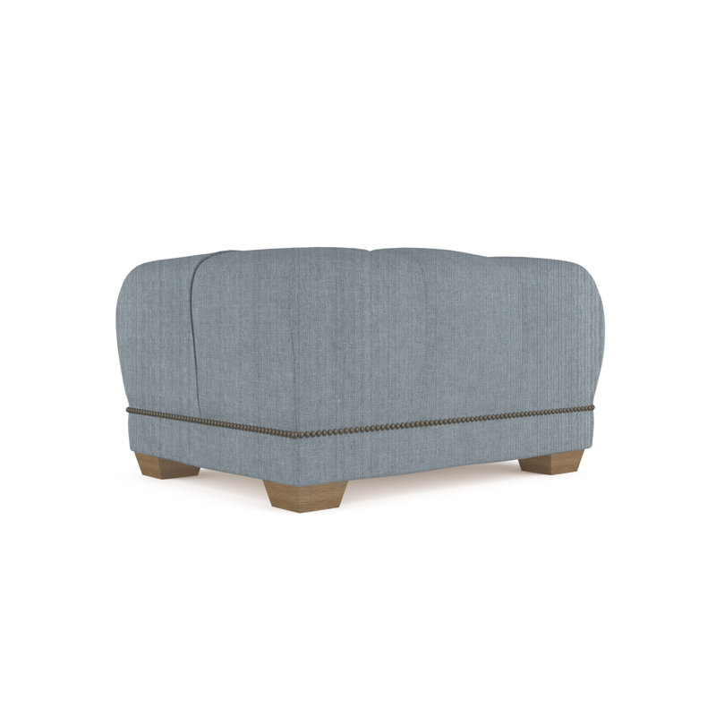 Repose-pieds Hudson, Brume de lin Box Weave, Patiné