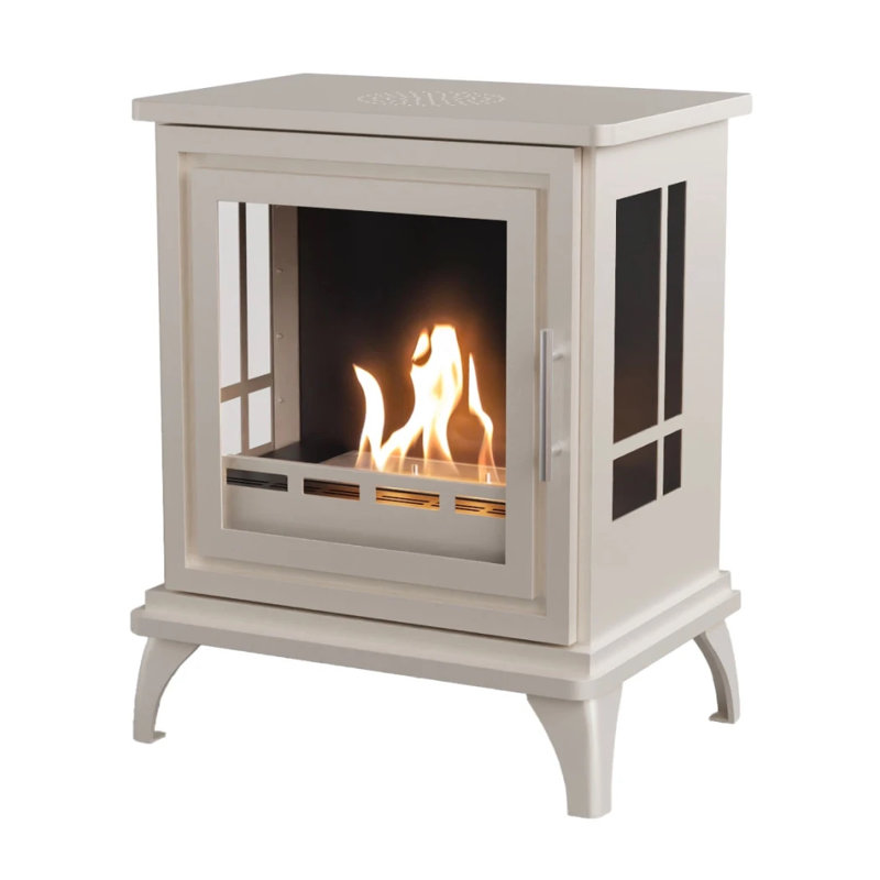17 Stories 55 cm W Bio-Ethanol Fireplace with 683 BTU, Oyster White