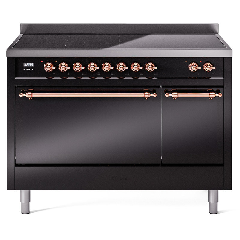 Cuisinière à induction 48 po ILVE Nostalgie II, Noir lustré / cuivre