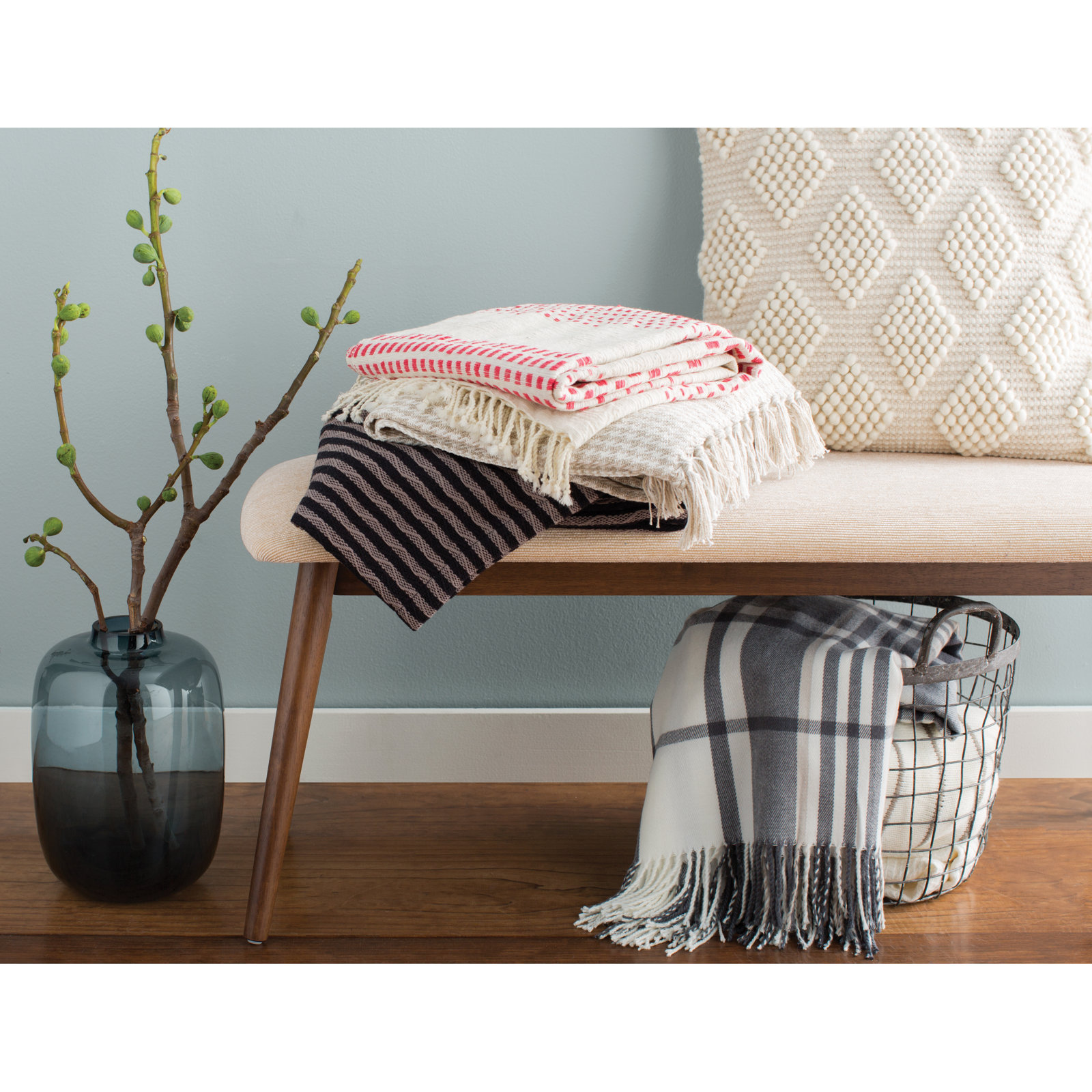 Sevan Collection Hand Woven Throw Blanket, Gray