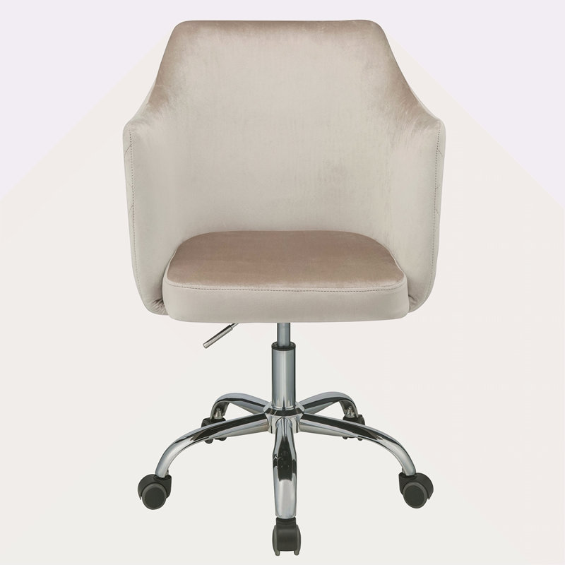 Chaise de bureau pivotante champagne et chrome