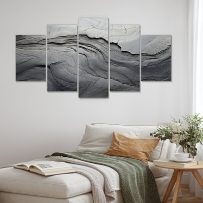  «Gray and White Stone River III - Abstract Multipanel Wall Art Decor