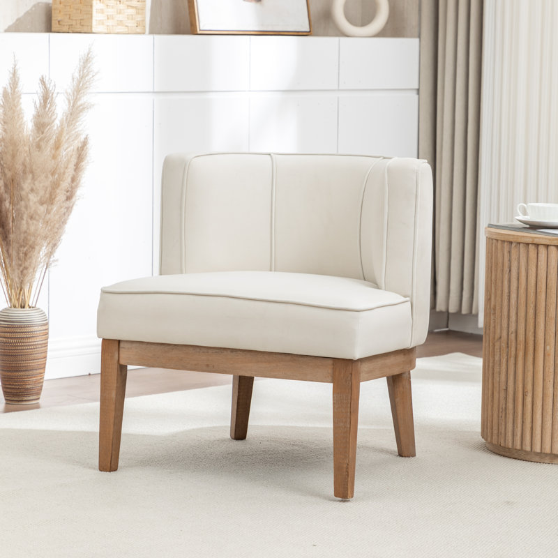 Fauteuil demi-tonneau Karoll, Velours ivoire, 1