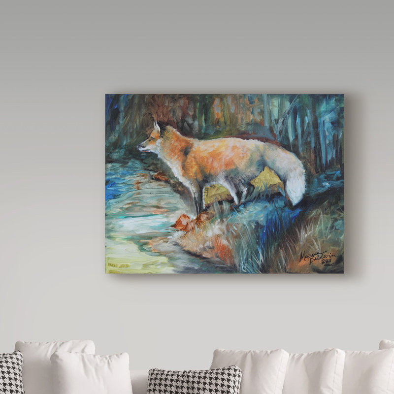 Duniya «Red Fox Ii», reproduction de peinture acrylique sur toile tendue, H 14 po x l 19 po x P 2 po
