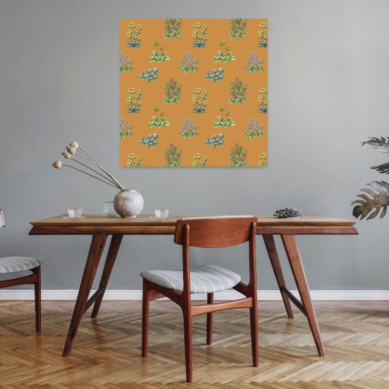 Art contemporain, art floral rétro, H 32 po x l 32 po