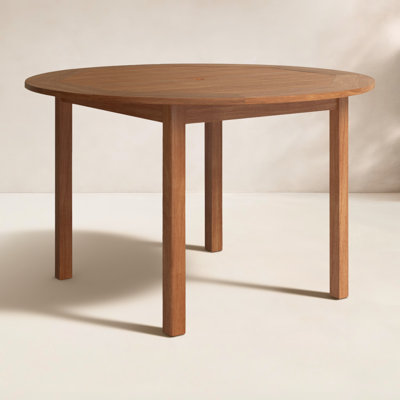Summerton Round Teak Outdoor Dining Table With Umbrella Hole , 48'' in. W 48'' in. D