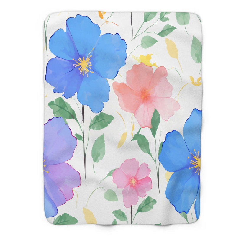 Blue Blossoms - couverture de qualité supérieure 1 pièce, Lit simple
