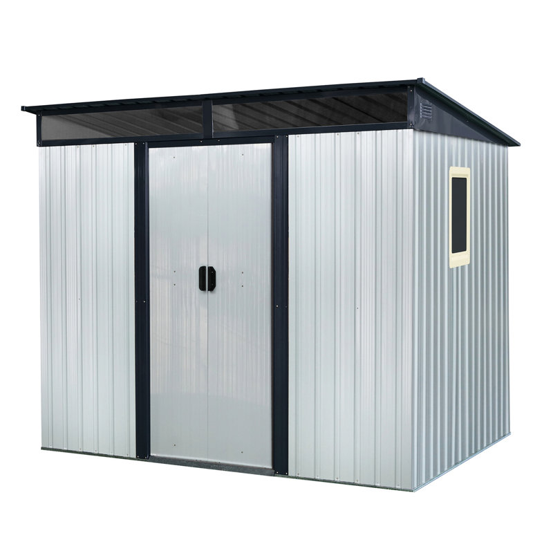 Remise en métal pour la buanderie, 8 pi x 6 pi, - et, remise extérieure spacieuse, avec plaques d'aération transparentes, ventilation lumineuse