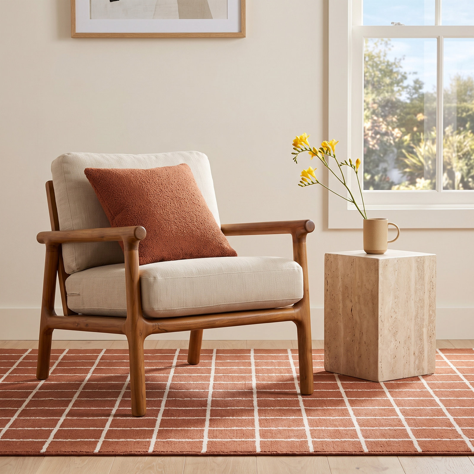 Cellire Upholstered Armchair, Khaki Polyester