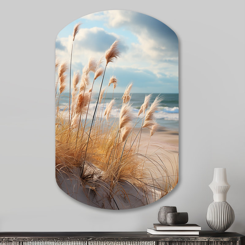 Marable Beach Photo Coastal Harmony I - Cylinder Coastal Beach, reproduction d'art murale en métal asymétrique