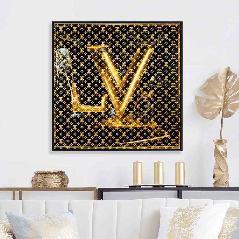Luxury Brand Design I - Fashion, art mural, H 36 po x l 36 po x P 1,5 po, Toile avec cadre flottant noir