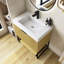 Meuble-lavabo autoportant en contreplaqué rayé pré-assemblé avec lavabo, tiroir et tablette ouverte-828234631-828234628-828234634