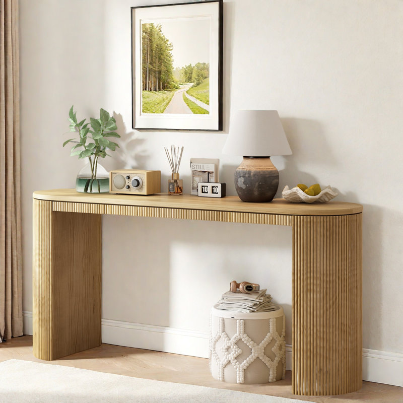 Console avec rayures verticales uniques et design incurvé , Naturel