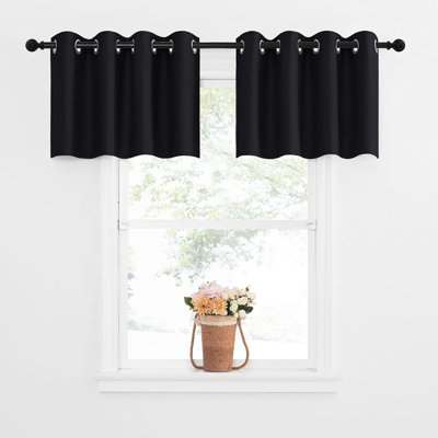 Blackout Small Window Valances, Rustic Farmhouse Curtains Grommet Top Thermal Insulated Window Drapes for Kitchen/Bathroom/Basement, 2 Panels.