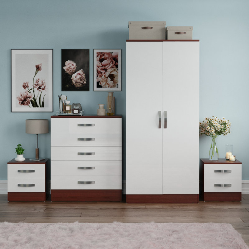 Arkadij Piece Bedroom Set, Walnut & White