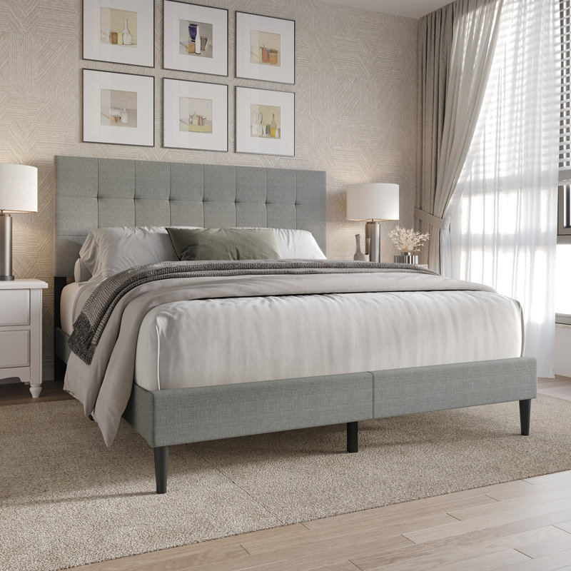 Artemiza Upholstered Platform Bed, Twin, Gray