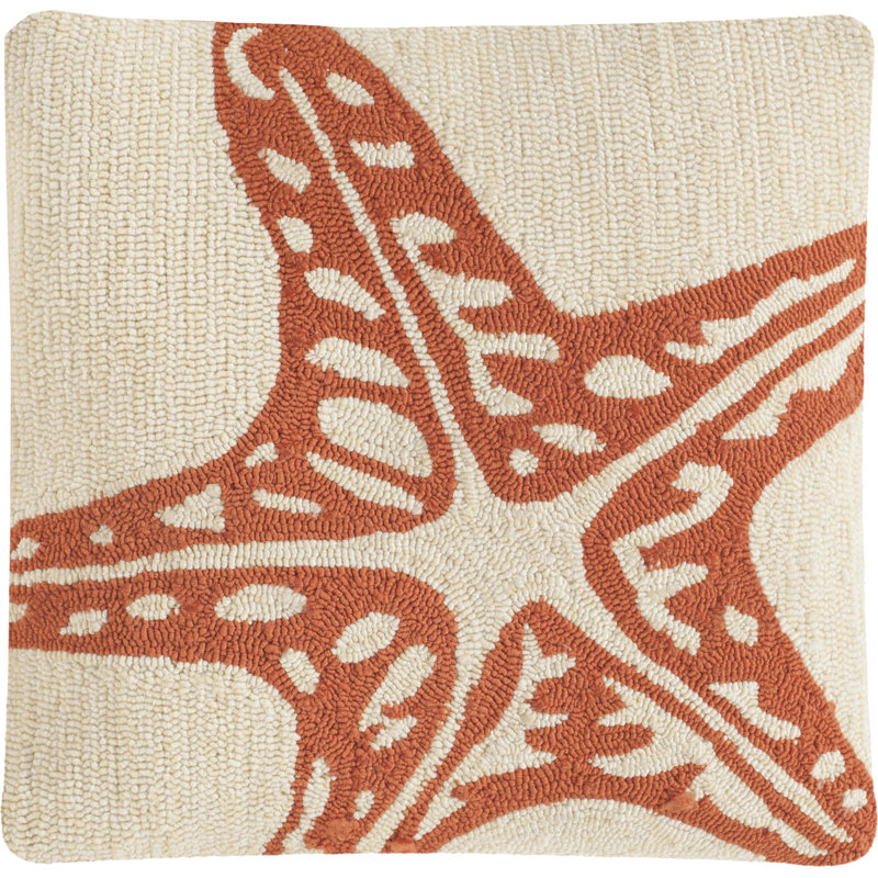 Reversible Throw Pillow, Cream / Tropical Orange