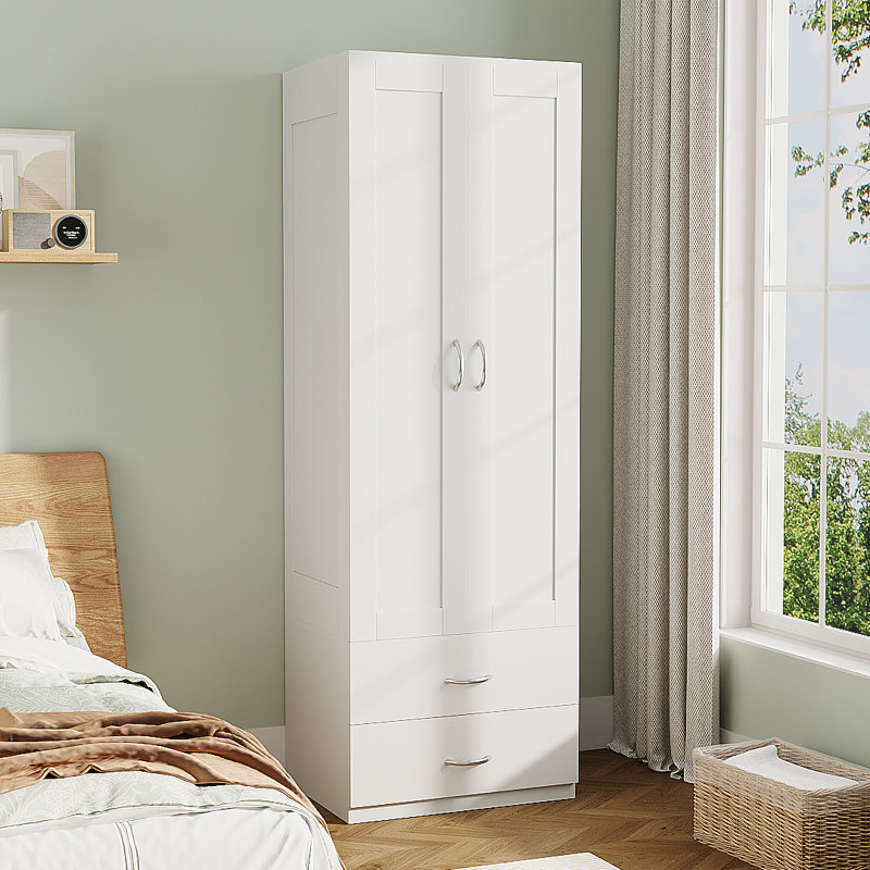 2 Door Engineered Wood Wardrobe, White