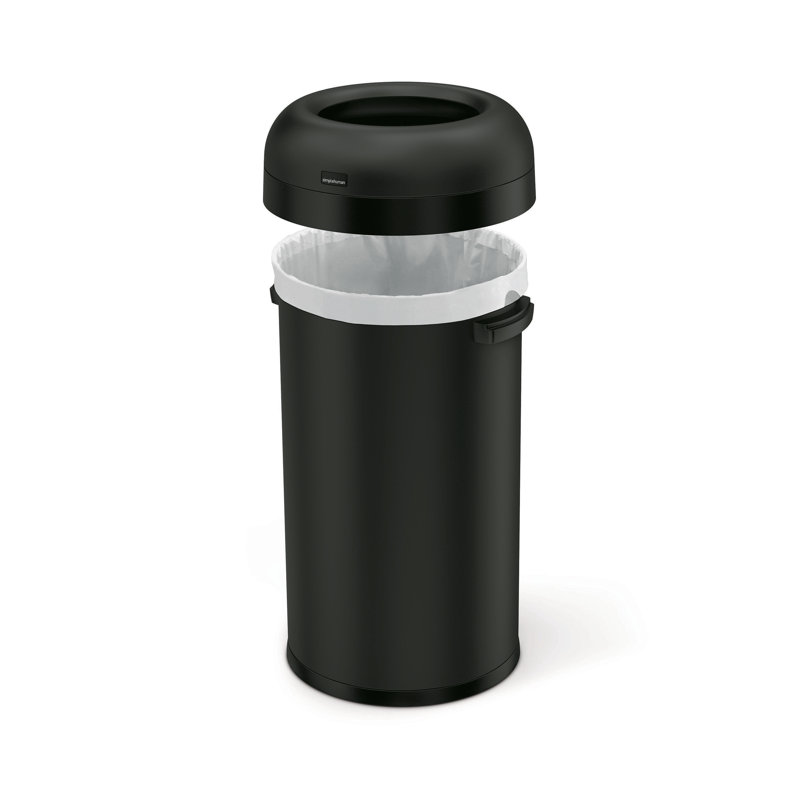 60L bullet open can, matte black heavy-gauge steel, Black
