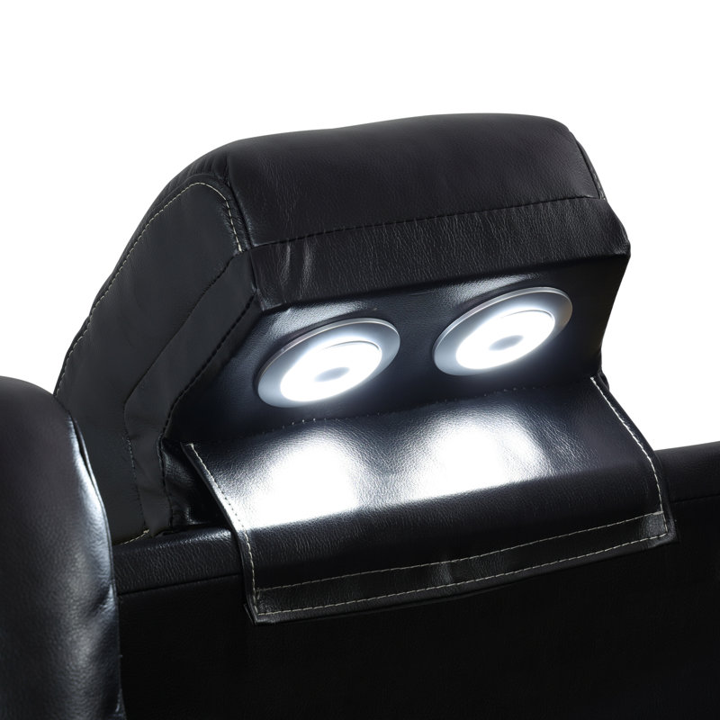 2-Piece Vegan Leather Power Reclining Living Room Sofa Set, Black