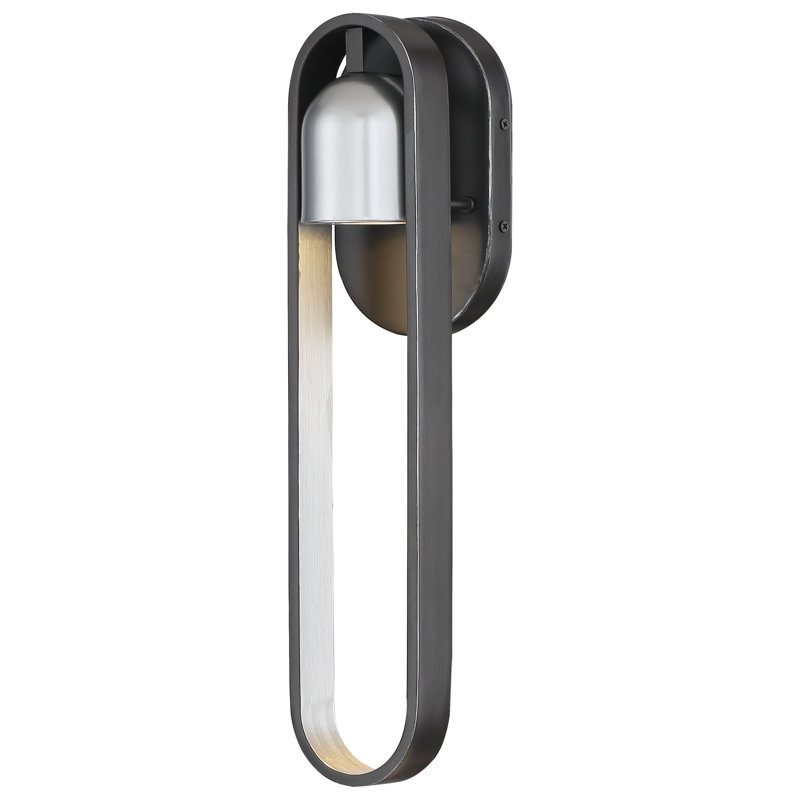 Applique murale d'extérieur à DEL à 1 ampoule Ettinger, Noir/argenté, H 18 po x l 4,5 po x P 3,75 po